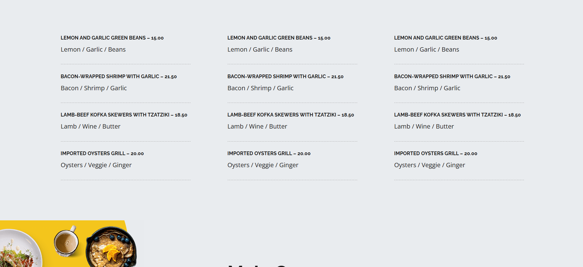 Menu section
