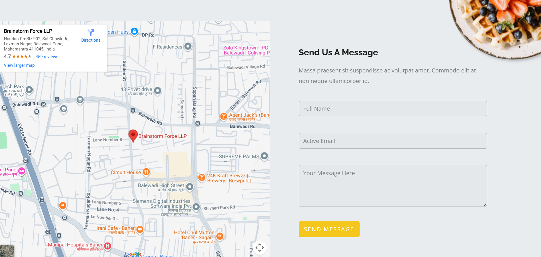 Contact and location section